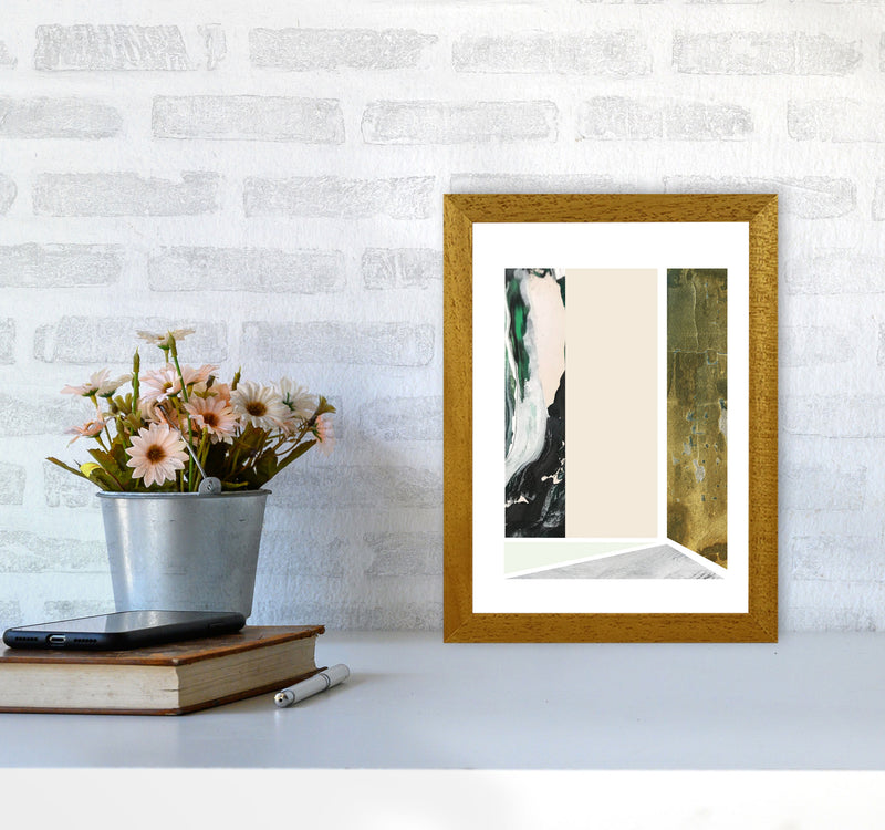 Textured Peach, Green And Grey Abstract Rectangle Shapes Modern Print A4 Print Only