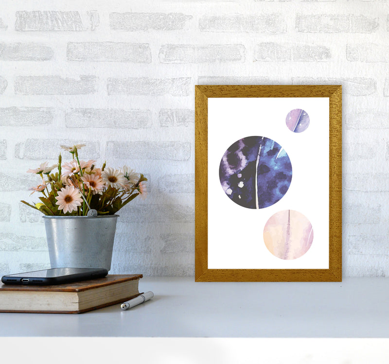 Pink And Purple Watercolour Planets Abstract Modern Print A4 Print Only
