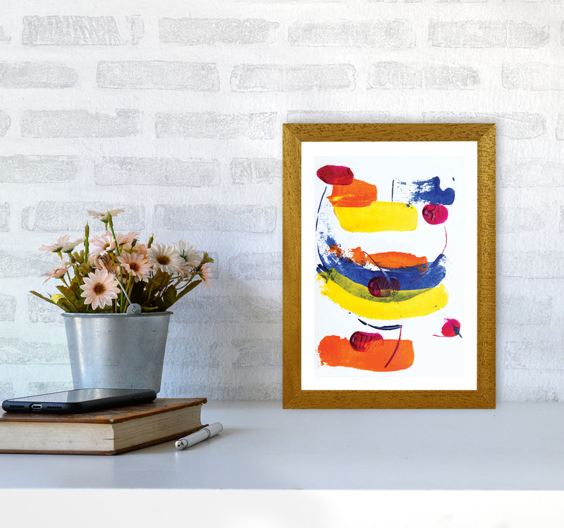 Bright Yellow, Blue and Red Abstract Paint Strokes Modern Print A4 Print Only