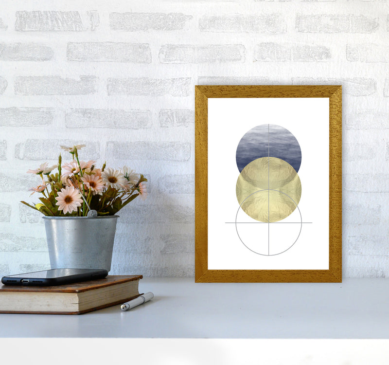 Navy And Gold Abstract Circles Modern Print A4 Print Only