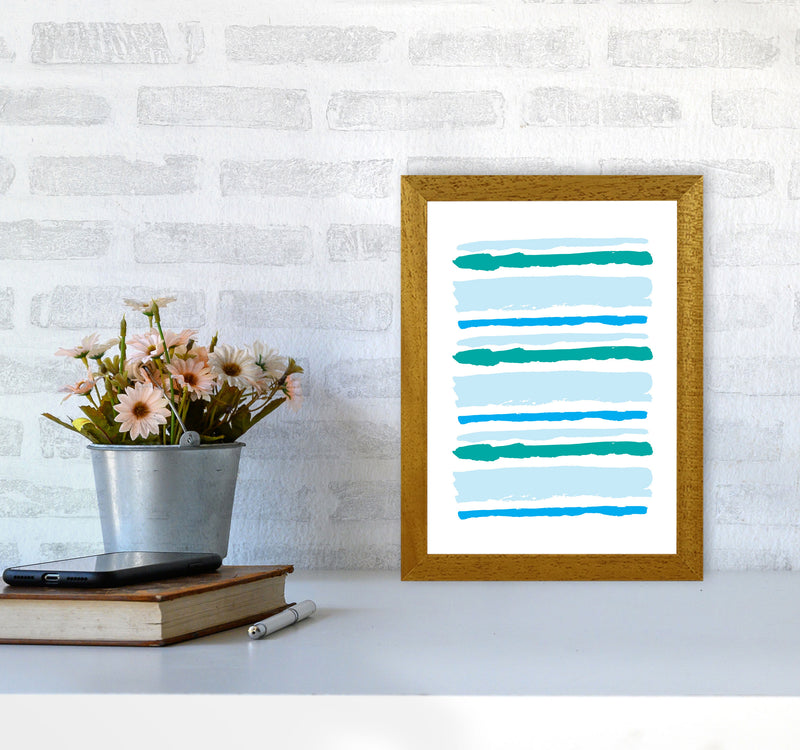 Blue Contrast Abstract Stripes Modern Print A4 Print Only