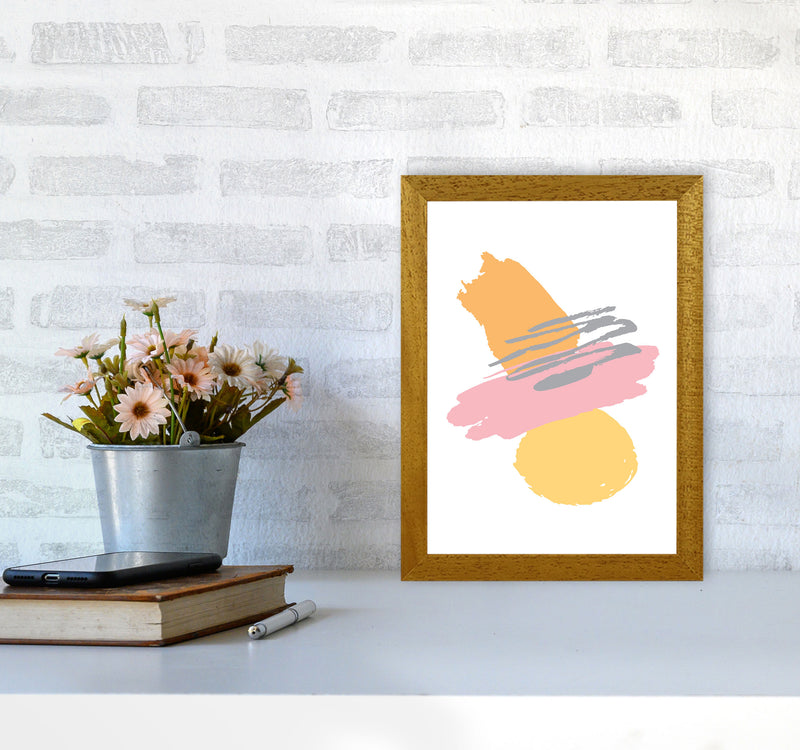 Pink And Orange Abstract Paint Shapes Modern Print A4 Print Only
