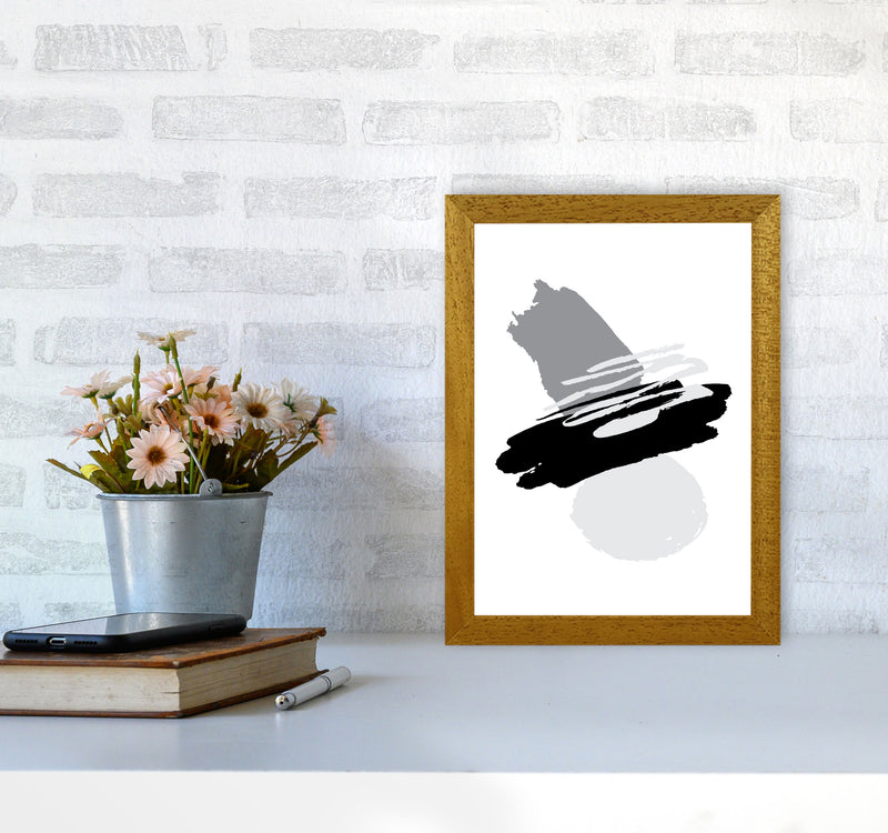 Black And Grey Abstract Paint Shapes Modern Print A4 Print Only