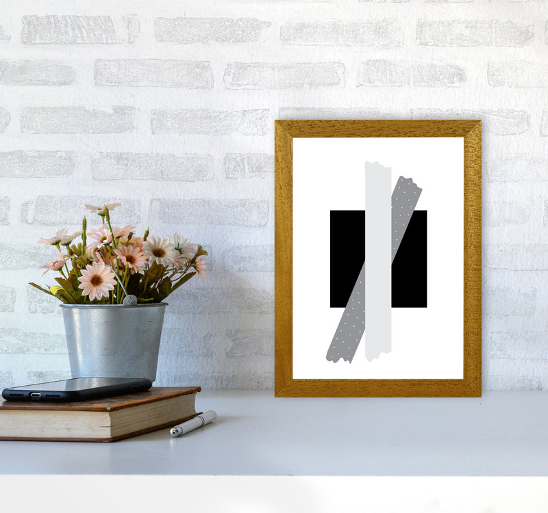 Black Square With Grey Bow Abstract Modern Print A4 Print Only