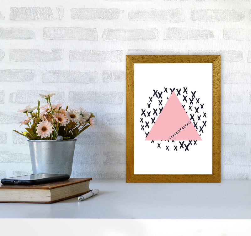 Pink Triangle With Crosses Abstract Modern Print A4 Print Only