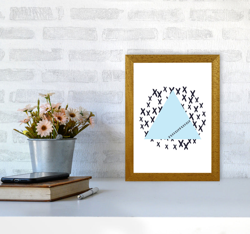 Blue Triangle With Crosses Abstract Modern Print A4 Print Only