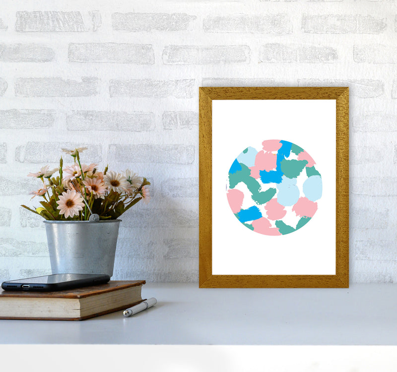 Pink And Green Paint Splodge Circle Abstract Modern Print A4 Print Only