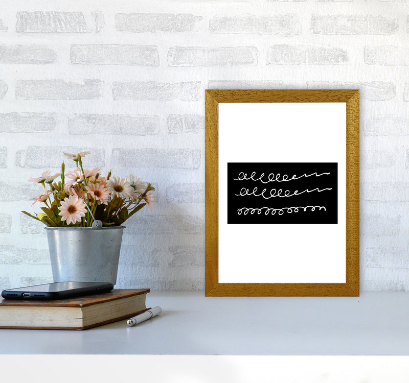 Black Rectangle Swirls Abstract Modern Print A4 Print Only