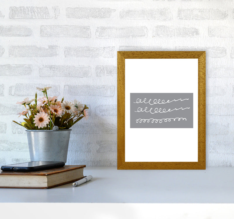 Grey Rectangle Swirls Abstract Modern Print A4 Print Only