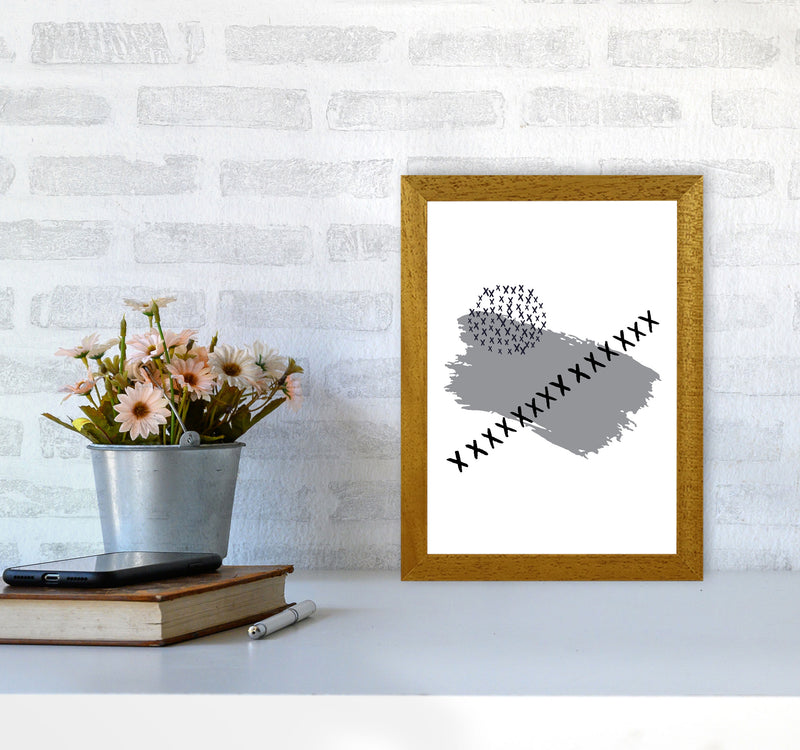 Grey X Paint Brush Abstract Modern Print A4 Print Only