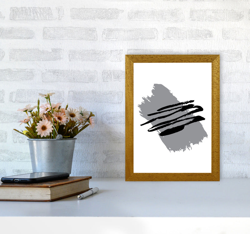 Grey Jaggered Paint Brush Abstract Modern Print A4 Print Only