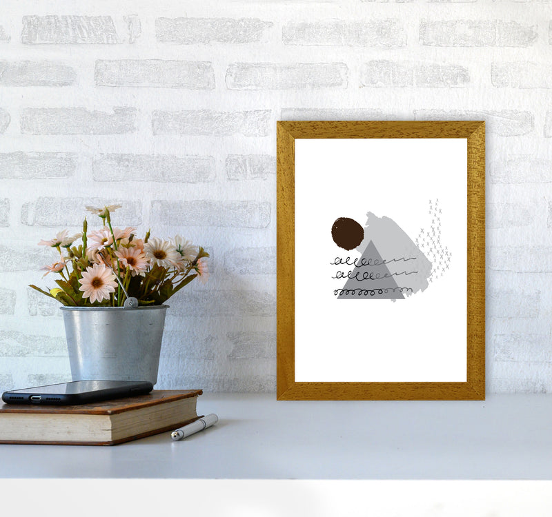 Grey And Black Mountain Sun Abstract Modern Print A4 Print Only