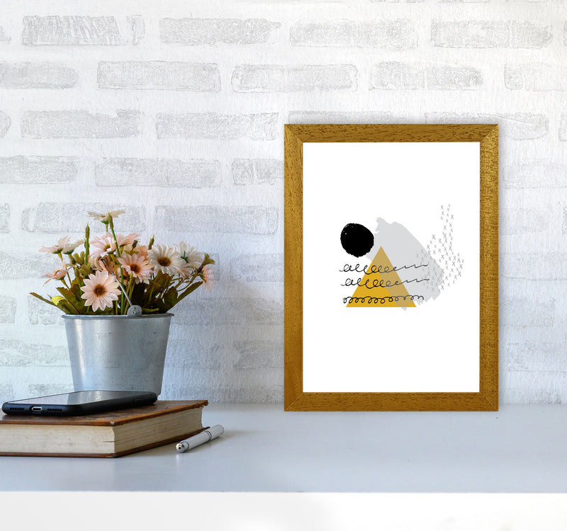 Mustard And Black Mountain Sun Abstract Modern Print A4 Print Only