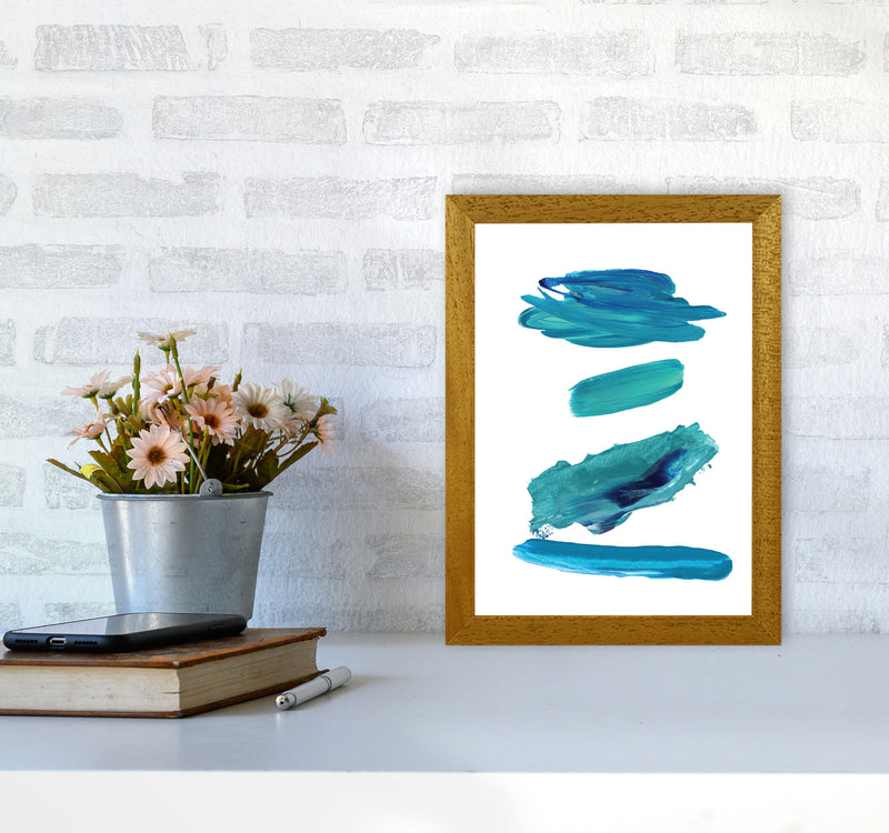 Turquoise Abstract Paint Strokes Modern Print A4 Print Only
