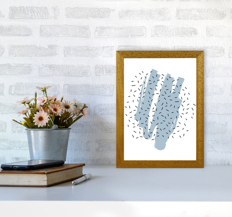 Blue Paint With Black Polka Abstract Modern Print A4 Print Only