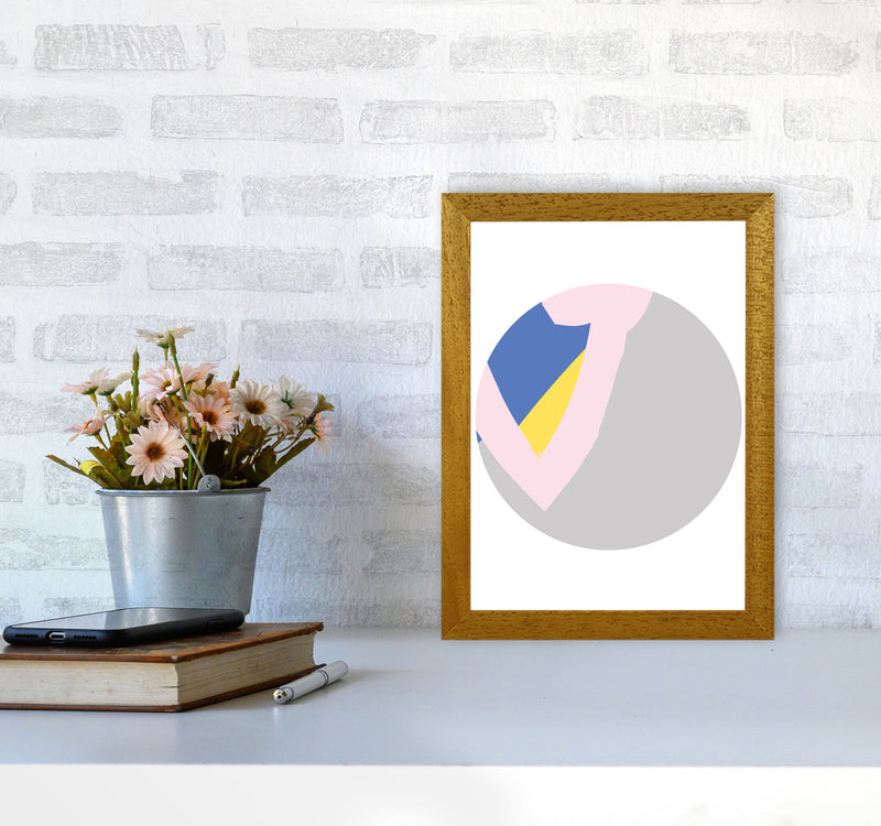 Grey, Pink And Navy Abstract Circle Modern Print A4 Print Only