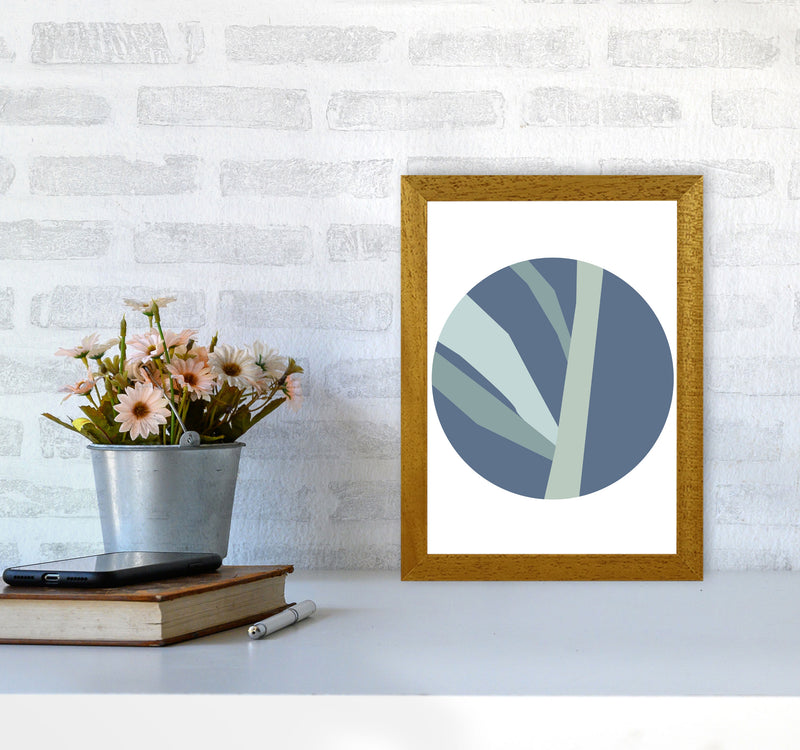 Navy Abstract Circle With Branches Modern Print A4 Print Only