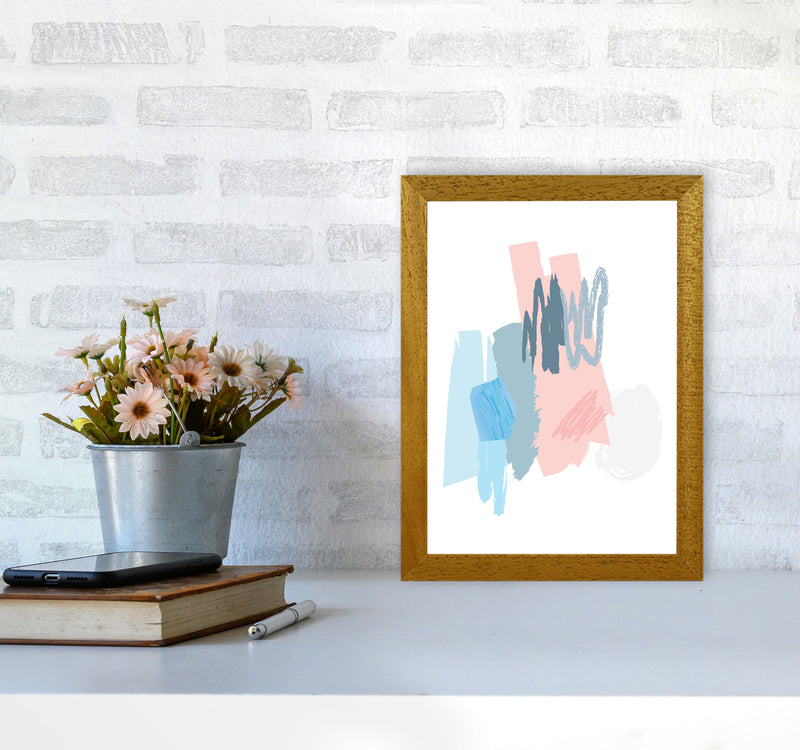 Blue And Pink Abstract Scribbles Modern Print A4 Print Only