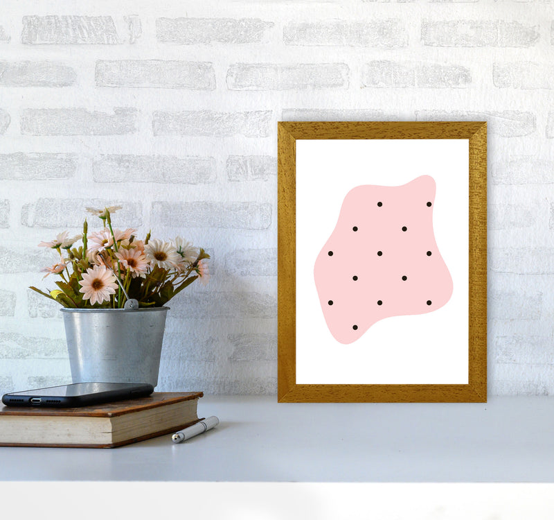 Abstract Pink Shape With Polka Dots Modern Print A4 Print Only