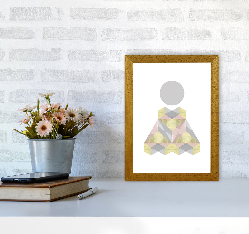 Gold, Pink And Grey Abstract Shapes Modern Print A4 Print Only