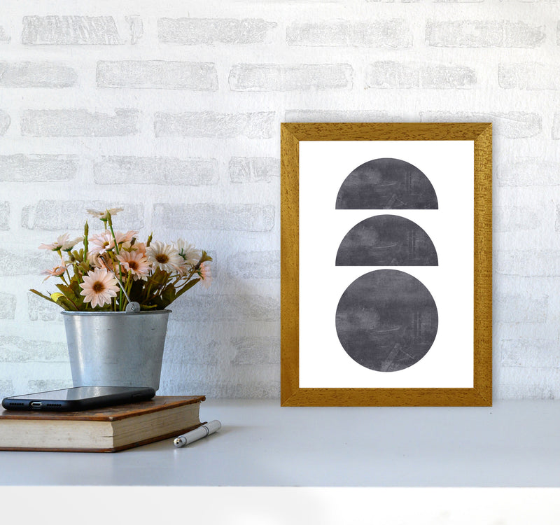 Abstract Scratched Texture Circles Modern Print A4 Print Only