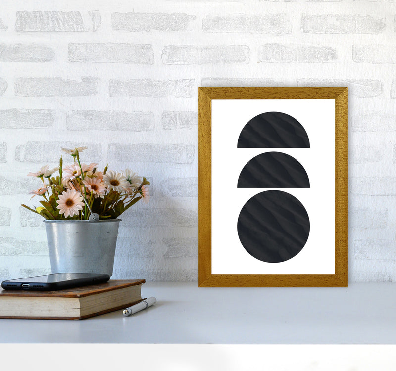 Abstract Black Textured Circles Modern Print A4 Print Only