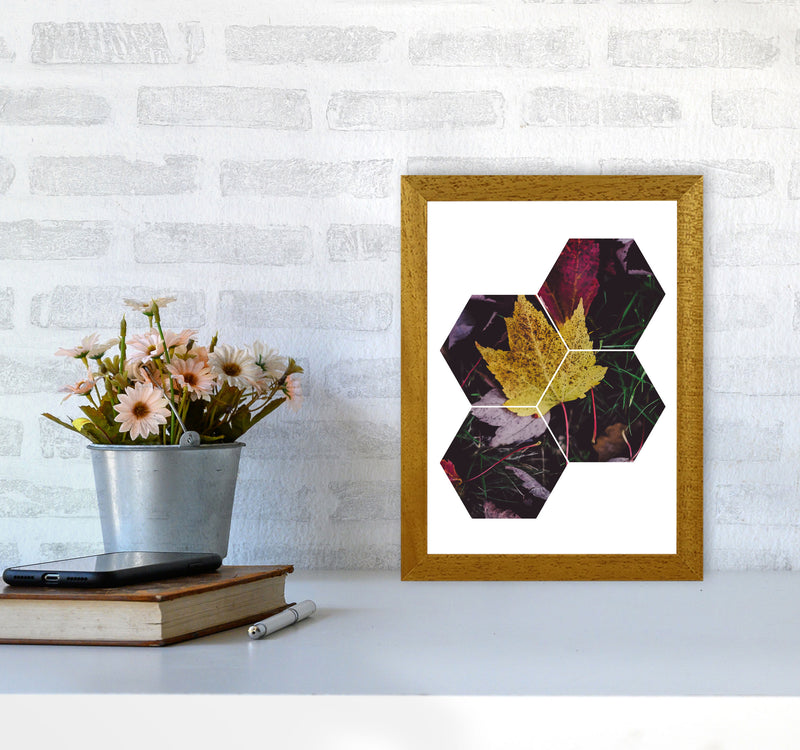 Leaf And Grass Abstract Hexagons Modern Print A4 Print Only