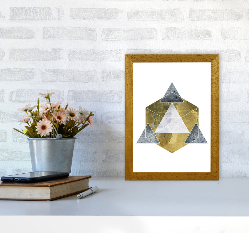 Gold Cube And Grey Geo Abstract Modern Print A4 Print Only