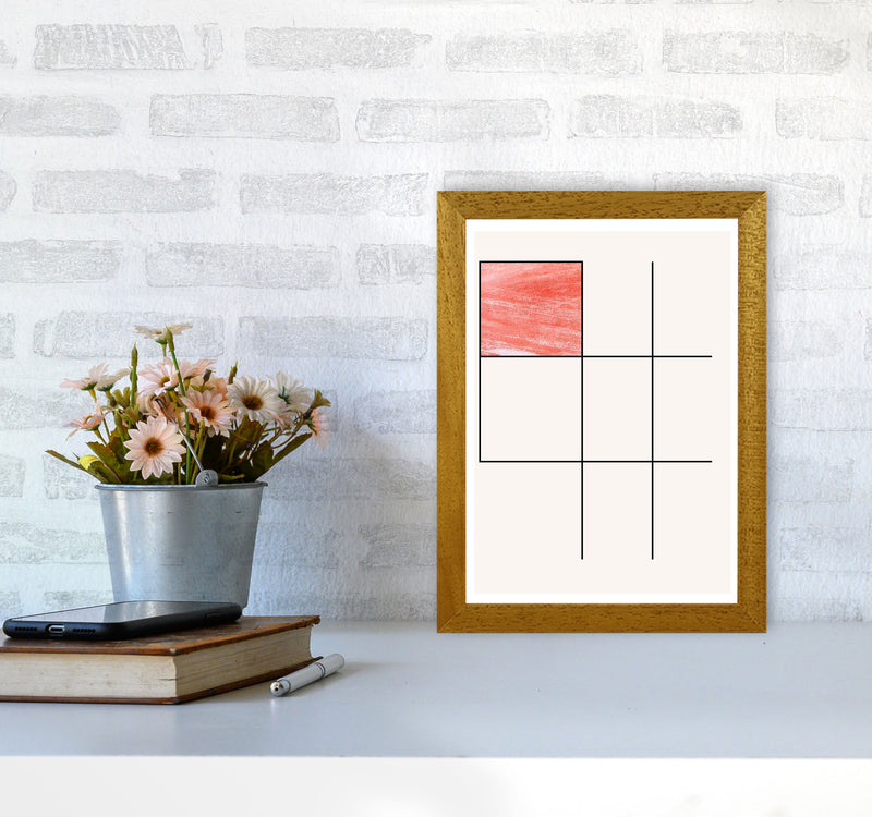 Abstract Red Crayon Geo 1 Modern Print A4 Print Only