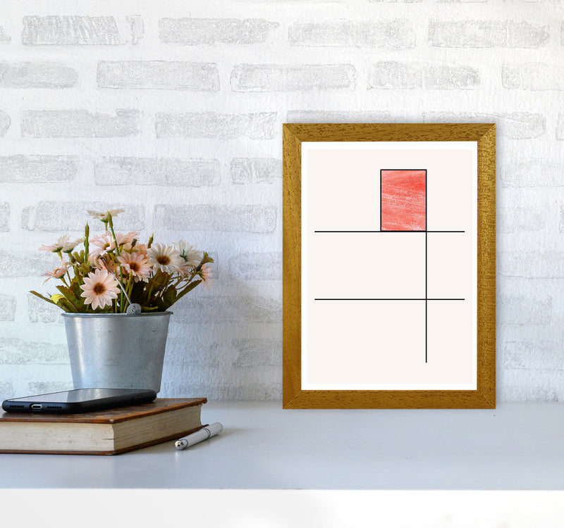 Abstract Red Crayon Geo 2 Modern Print A4 Print Only
