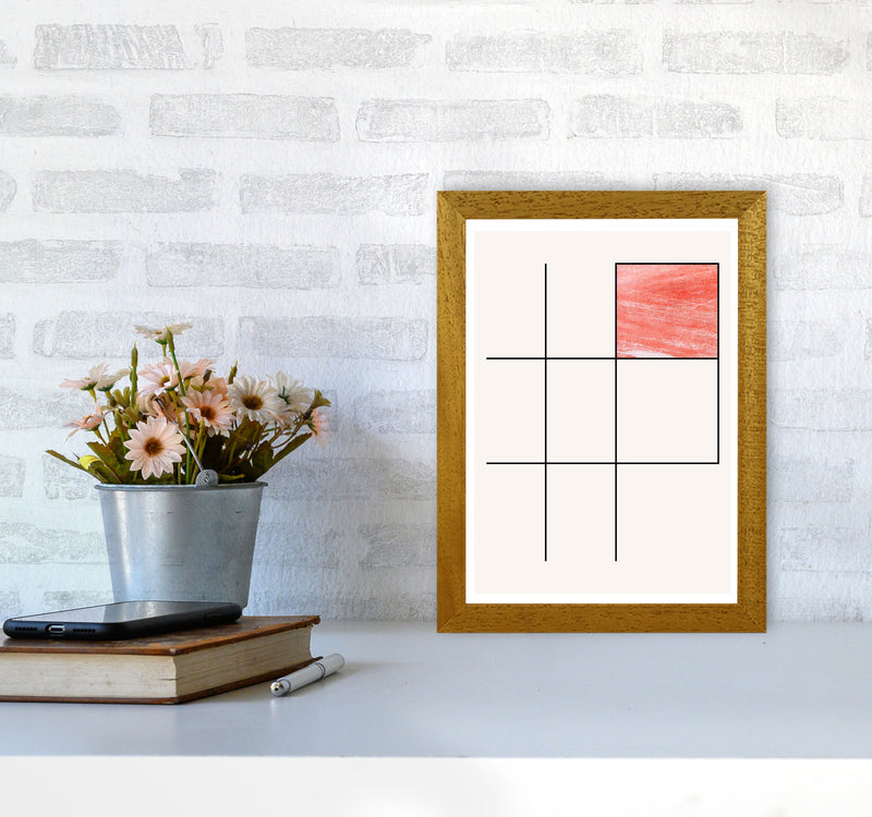 Abstract Red Crayon Geo 3 Modern Print A4 Print Only