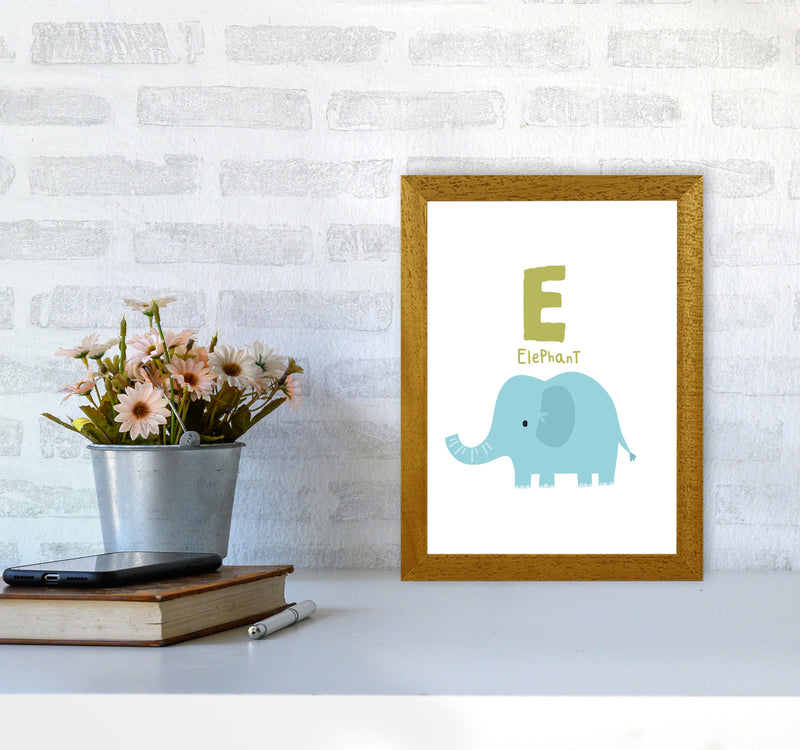 Alphabet Animals, E Is For Elephant Framed Nursey Wall Art Print A4 Print Only