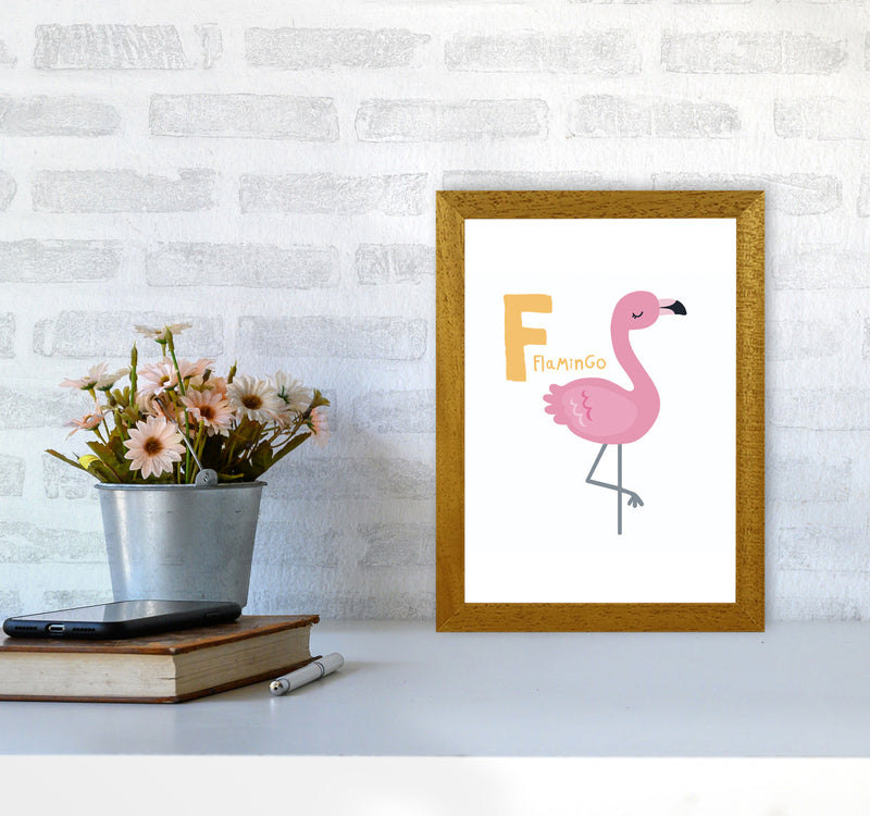 Alphabet Animals, F Is For Flamingo Framed Nursey Wall Art Print A4 Print Only
