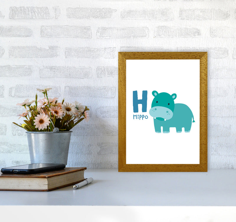 Alphabet Animals, H Is For Hippo Framed Nursey Wall Art Print A4 Print Only