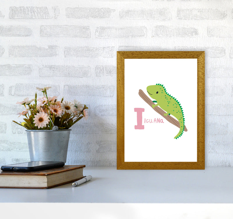 Alphabet Animals, I Is For Iguana Framed Nursey Wall Art Print A4 Print Only