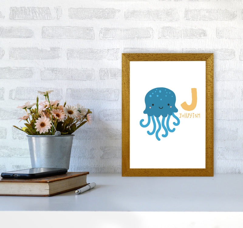 Alphabet Animals, J Is For Jellyfish Framed Nursey Wall Art Print A4 Print Only