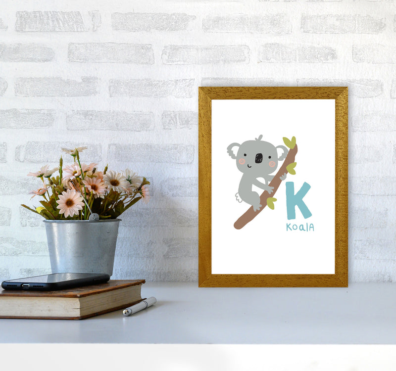 Alphabet Animals, K Is For Koala Framed Nursey Wall Art Print A4 Print Only