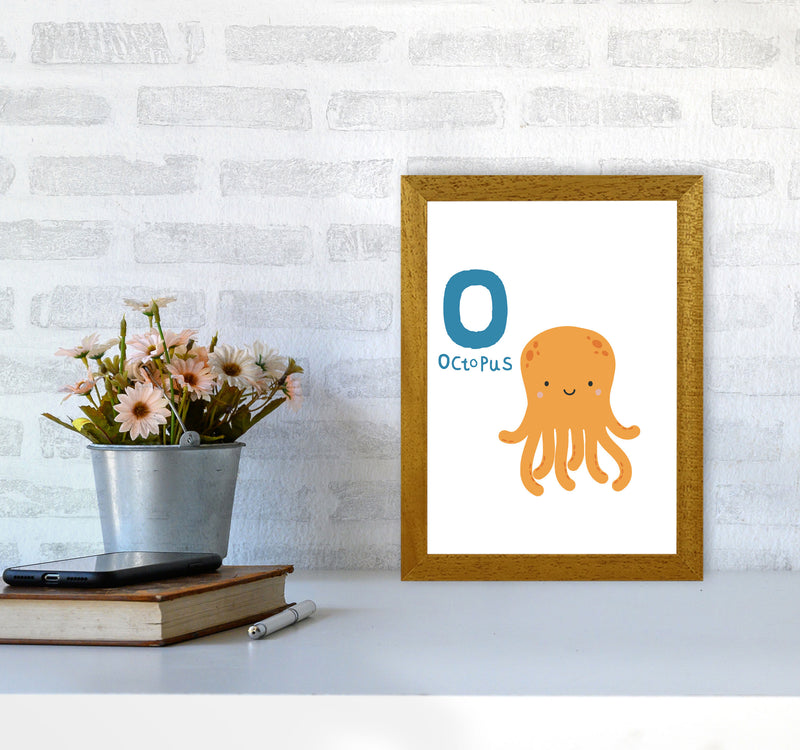 Alphabet Animals, O Is For Octopus Framed Nursey Wall Art Print A4 Print Only