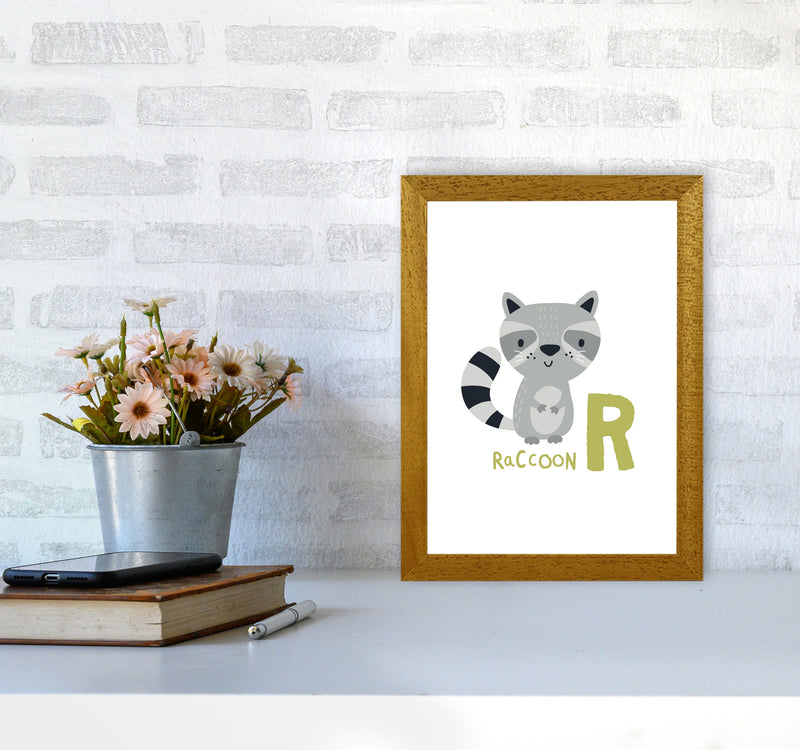 Alphabet Animals, R Is For Raccoon Framed Nursey Wall Art Print A4 Print Only