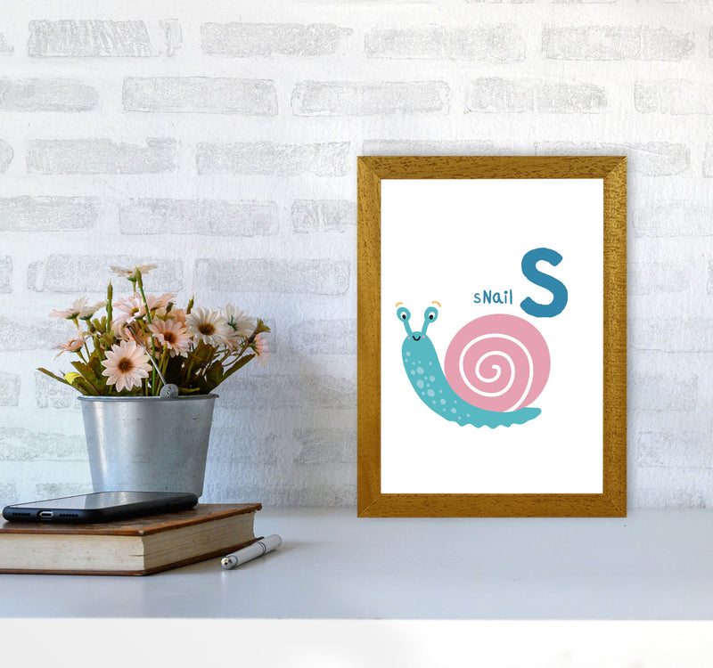 Alphabet Animals, S Is For Snail Framed Nursey Wall Art Print A4 Print Only