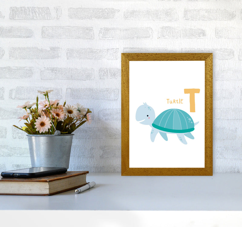 Alphabet Animals, T Is For Turtle Framed Nursey Wall Art Print A4 Print Only