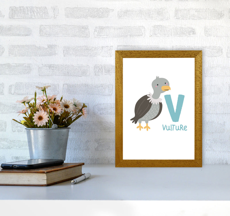 Alphabet Animals, V Is For Vulture Framed Nursey Wall Art Print A4 Print Only