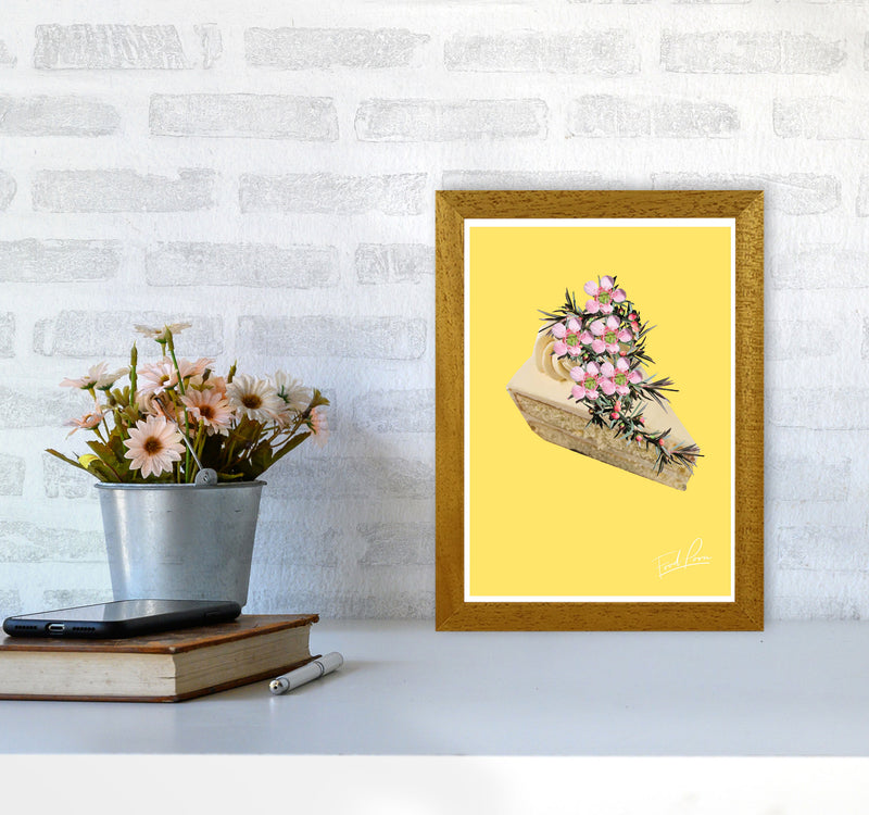Yellow Cake Food Print, Framed Kitchen Wall Art A4 Print Only