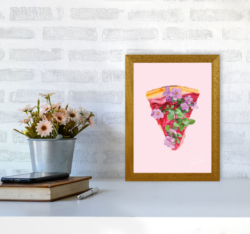 Pink Cherry Pie Floral Food Print, Framed Kitchen Wall Art A4 Print Only