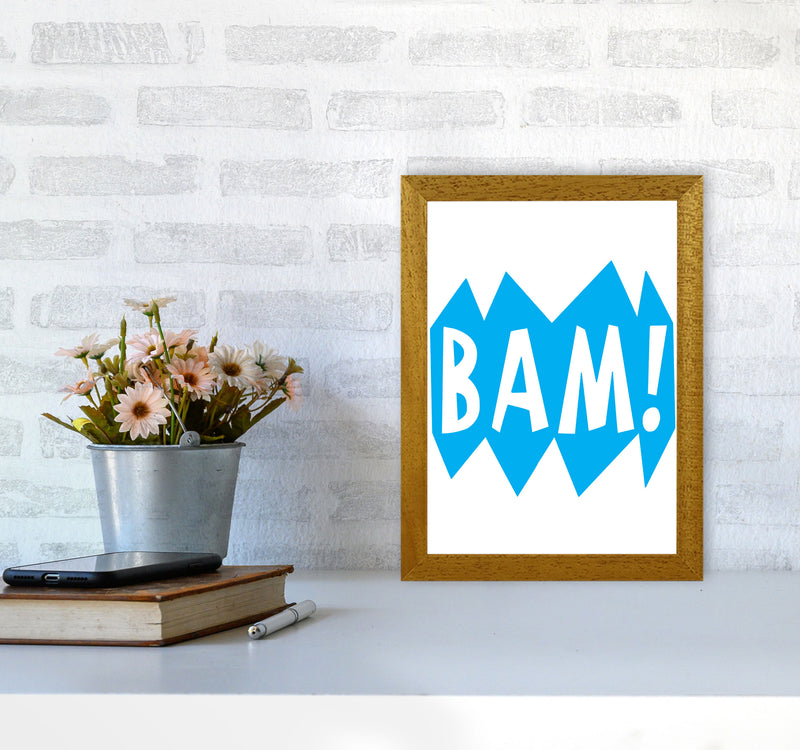 BAM! Blue Framed Nursey Wall Art Print A4 Print Only