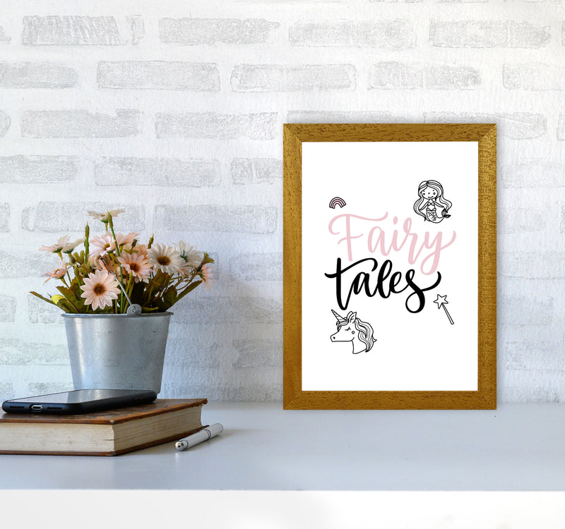 Fairy Tales Black And Pink Framed Nursey Wall Art Print A4 Print Only