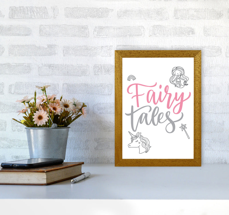 Fairy Tales Pink And Grey Framed Nursey Wall Art Print A4 Print Only