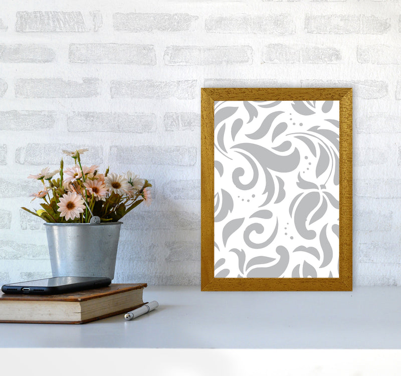 Grey Floral Pattern Modern Print A4 Print Only