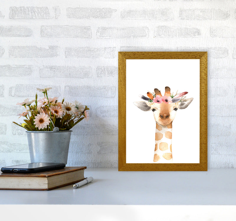 Forest Friends, Floral Cute Giraffe Modern Print Animal Art Print A4 Print Only