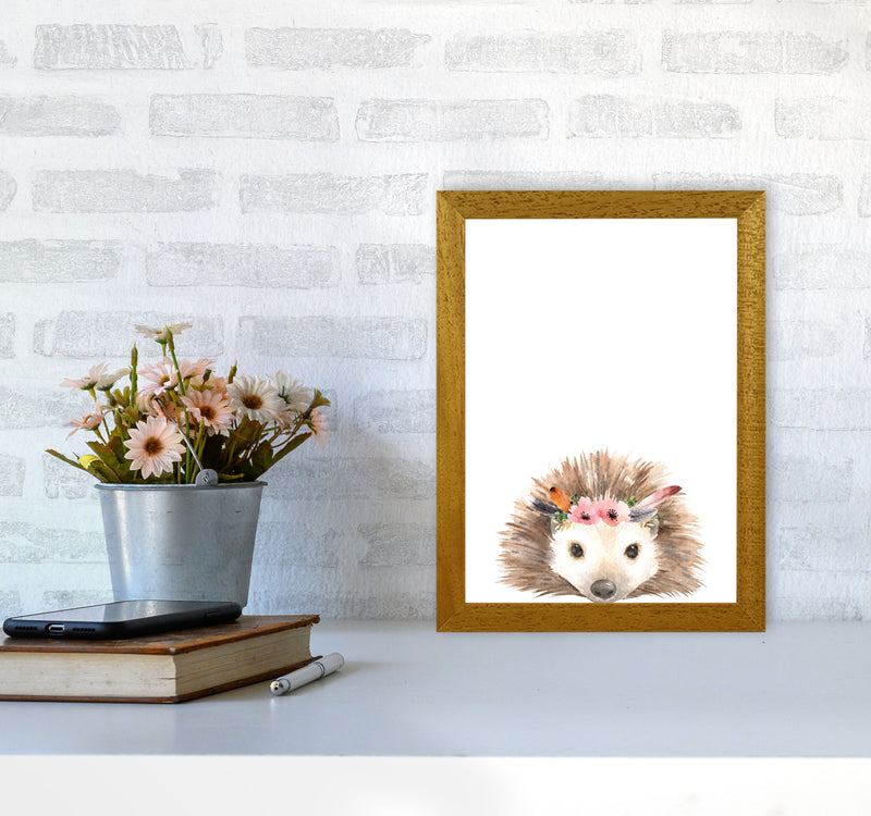 Forest Friends, Floral Cute Hedgehog Modern Print Animal Art Print A4 Print Only